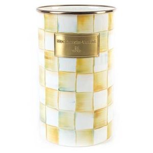 Parchment Check Enamel Utensil Holder